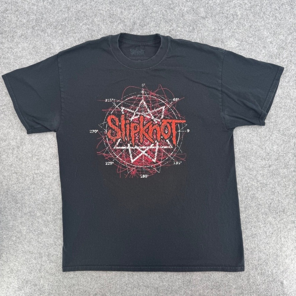 Slipknot T-Shirt Mens Large Black 2014 Double Sided Graphic Heavy Metal Tee